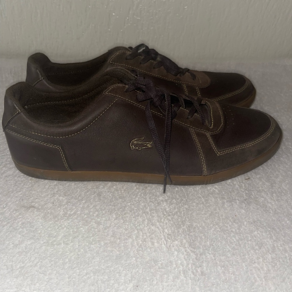 Lacoste Brown Leather Sneakers with Moccasin Toe